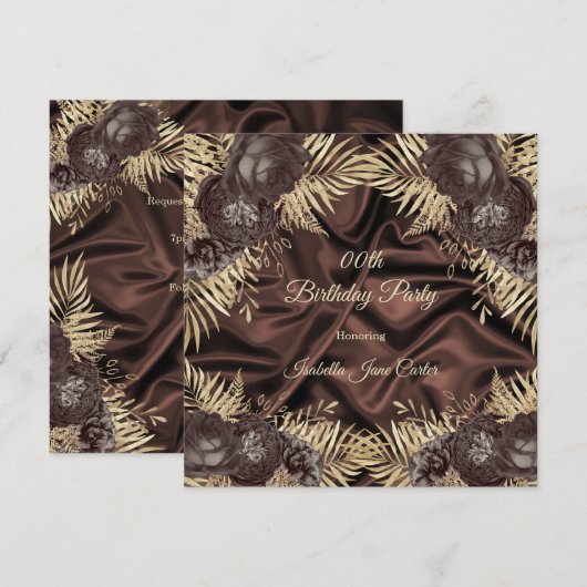 Elegant Birthday Party Chocolate Silk brown Kaart (Voorkant / Achterkant)