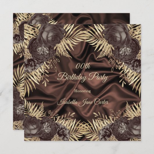 Elegant Birthday Party Chocolate Silk brown Kaart (Voorkant / Achterkant)