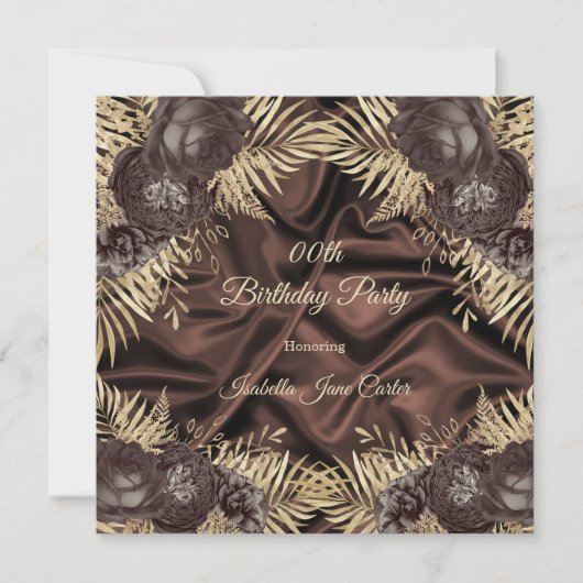 Elegant Birthday Party Chocolate Silk brown Kaart (Voorkant)