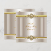 Elegant Birthday Party Cream Gold Pearl Jewel Kaart (Voorkant / Achterkant)