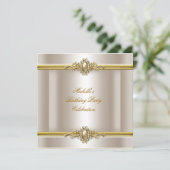 Elegant Birthday Party Cream Gold Pearl Jewel Kaart (Staand voorkant)