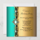 Elegant Birthday Party Damask Blauwgroen Green Blu Kaart (Voorkant)