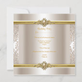 Elegant Birthday Party Damask Cream Gold Pearl 2 Kaart (Achterkant)