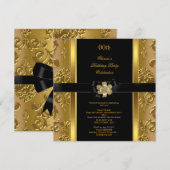 Elegant Birthday Party Damask Gold Diamond Black 2 Kaart (Voorkant / Achterkant)