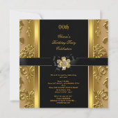 Elegant Birthday Party Damask Gold Diamond Black 2 Kaart (Voorkant)