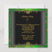 Elegant Birthday Party Damask Lime Green Gold Kaart (Achterkant)