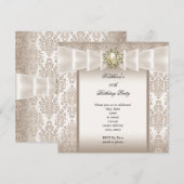 Elegant Birthday Party Damask Pearl Cream Kaart (Voorkant / Achterkant)