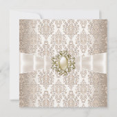 Elegant Birthday Party Damask Pearl Cream Kaart (Achterkant)