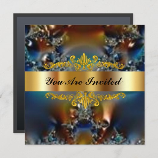 Elegant Birthday Party Fantasy Gold Kaart (Voorkant / Achterkant)