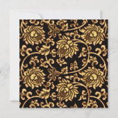 Elegant Birthday Party Gold Black Brocade Kaart (Achterkant)
