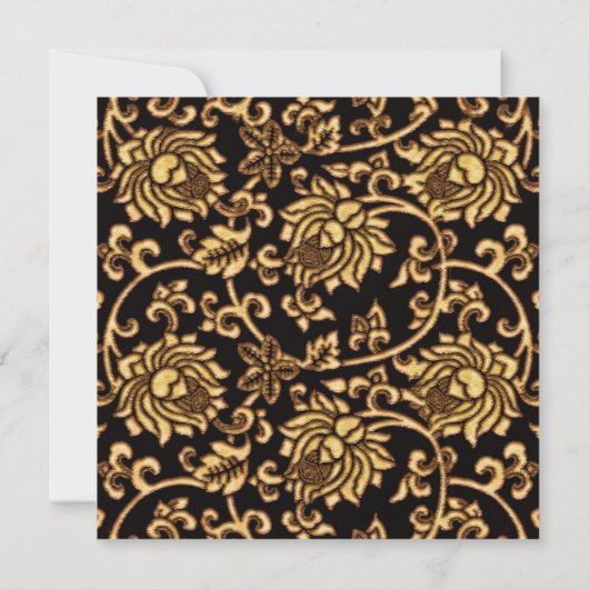 Elegant Birthday Party Gold Black Brocade Kaart (Achterkant)