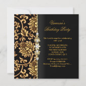 Elegant Birthday Party Gold Black Brocade Kaart (Voorkant)