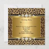 Elegant Birthday Party Gold Black Leopard Kaart (Achterkant)