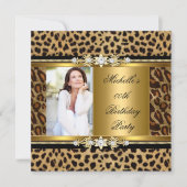 Elegant Birthday Party Gold Black Leopard Kaart (Voorkant)