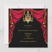 Elegant Birthday Party Gold Black Red Luxe Kaart (Achterkant)