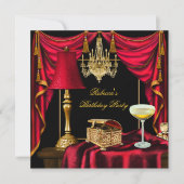 Elegant Birthday Party Gold Black Red Luxe Kaart (Voorkant)