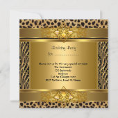 Elegant Birthday Party Gold Black Zebra Leopard Kaart (Achterkant)