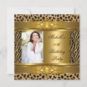 Elegant Birthday Party Gold Black Zebra Leopard Kaart (Voorkant)