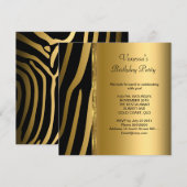 Elegant Birthday Party Gold Black Zebra Stripe Kaart (Voorkant / Achterkant)