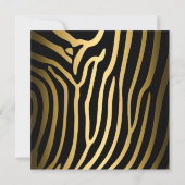 Elegant Birthday Party Gold Black Zebra Stripe Kaart (Achterkant)