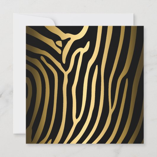Elegant Birthday Party Gold Black Zebra Stripe Kaart (Achterkant)