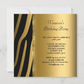Elegant Birthday Party Gold Black Zebra Stripe Kaart (Voorkant)