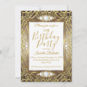 Elegant Birthday Party Gold Bronze Beige Diamond Kaart (Voorkant)