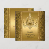 Elegant Birthday Party Gold Chandelier Kaart (Voorkant / Achterkant)