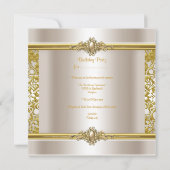Elegant Birthday Party Gold Damask Cream Gold Kaart (Achterkant)