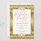 Elegant Birthday Party Gold Diamond Gem Kaart (Voorkant)