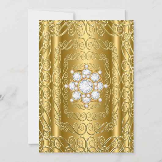 Elegant Birthday Party Gold Diamond Gem Kaart (Achterkant)