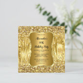 Elegant Birthday Party Gold Glitter Confetti Kaart (Staand voorkant)