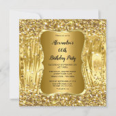 Elegant Birthday Party Gold Glitter Confetti Kaart (Voorkant)