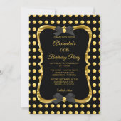 Elegant Birthday Party Gold Golden Black Spot Kaart (Voorkant)