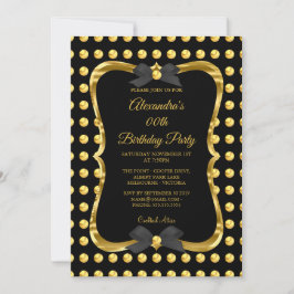 Elegant Birthday Party Gold Golden Black Spot Kaart