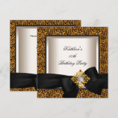 Elegant Birthday Party Gold Leopard Black Cream Kaart (Voorkant / Achterkant)