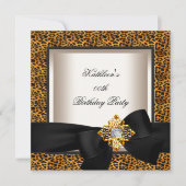 Elegant Birthday Party Gold Leopard Black Cream Kaart (Voorkant)