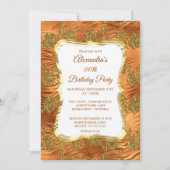 Elegant Birthday Party Gold Rust Copper Damask Kaart (Voorkant)