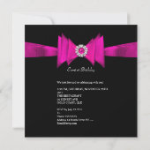 Elegant Birthday Party Hot Pink Black Diamond Kaart (Achterkant)