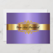 Elegant Birthday Party Invitation Gold Paars Kaart (Voorkant)