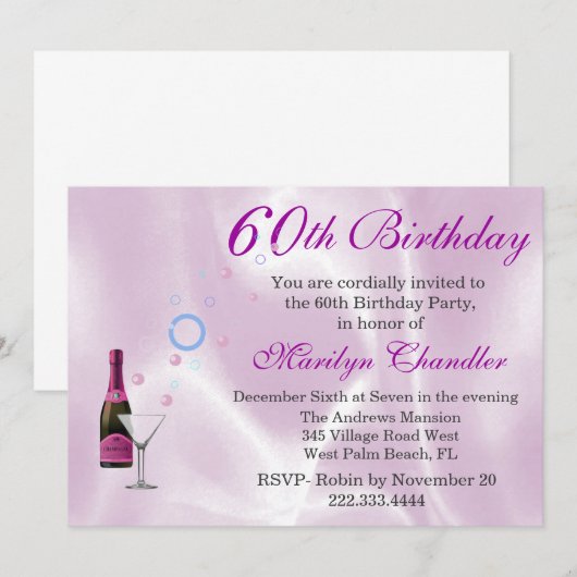 Elegant Birthday Party Invitation Kaart (Voorkant / Achterkant)