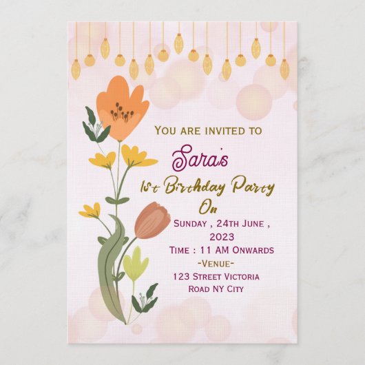 Elegant Birthday Party Invitations Kaart (Voorkant)
