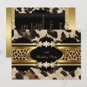 Elegant Birthday Party Leopard Gold Animal Kaart (Voorkant / Achterkant)