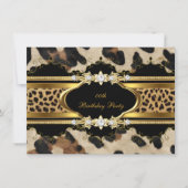 Elegant Birthday Party Leopard Gold Animal Kaart (Voorkant)