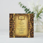 Elegant Birthday Party Leopard Gold Black Kaart (Staand voorkant)