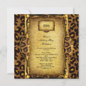 Elegant Birthday Party Leopard Gold Black Kaart (Voorkant)