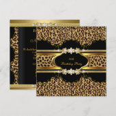 Elegant Birthday Party Leopard Gold Cheetah Kaart (Voorkant / Achterkant)