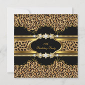 Elegant Birthday Party Leopard Gold Cheetah Kaart (Voorkant)