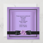 Elegant Birthday Party Lila Paars Roos Black Kaart (Achterkant)