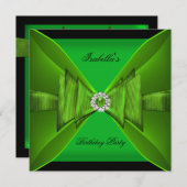 Elegant Birthday Party Lime Green Black Bow Kaart (Voorkant / Achterkant)